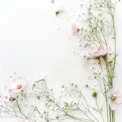 Delicate Flowers Sway Gracefully Along A Dancing Border, Illustrations Images