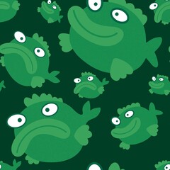 Cartoon sea animals seamless fish pattern for wrapping paper and fabrics