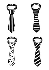 Tie set sketch engraving PNG illustration. T-shirt apparel print design. Scratch board style imitation. Black and white hand drawn image.