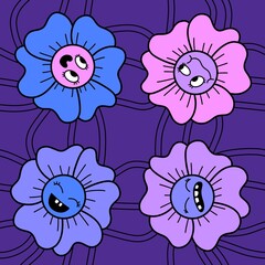 Cartoon flower seamless pattern for wrapping paper and fabrics and linens and kids clothes print