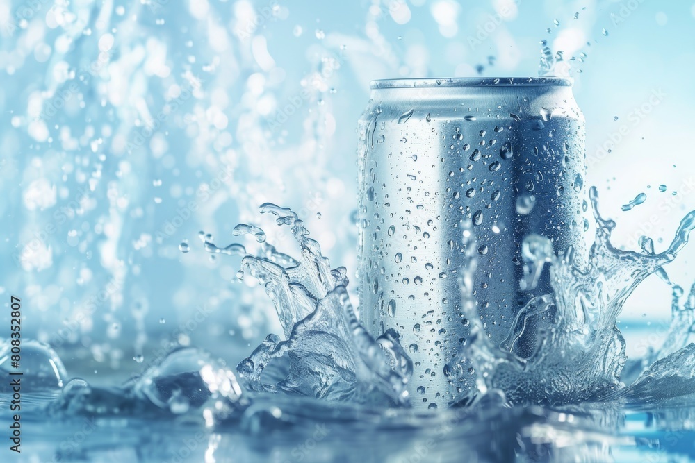 Poster aluminum can mockup. background with selective focus and copy space for text