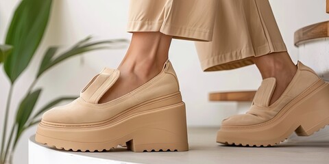 photo of woman wearing platform shoes -