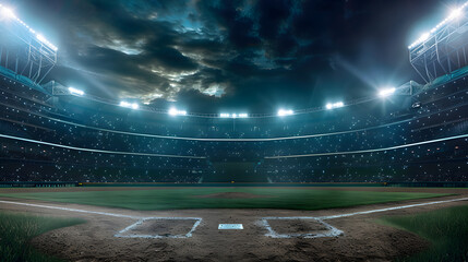 Professional baseball grand arena in night