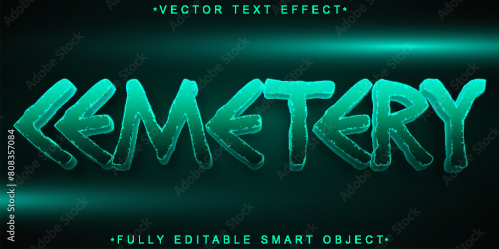 Poster turquoise cemetery vector fully editable smart object text effect