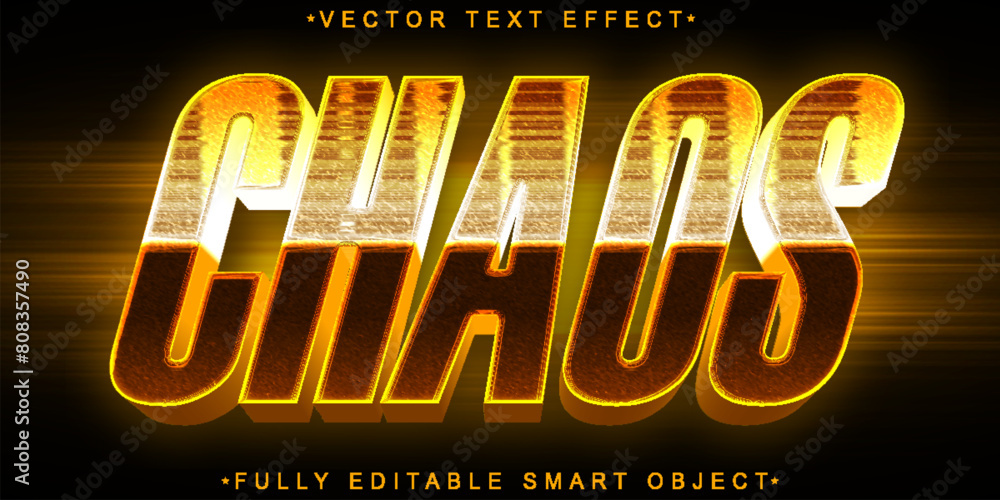 Poster orange chaos vector fully editable smart object text effect