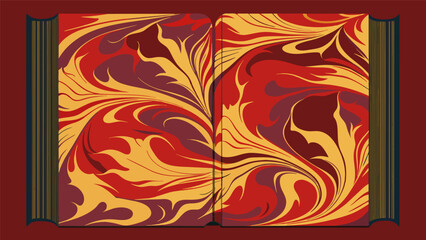 Intricate marbled endpapers are painstakingly recreated capturing the original beauty of the books binding.. Vector illustration