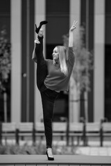 young athletic woman with good flexibility