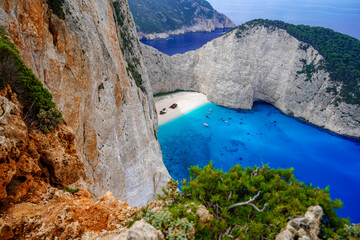 Obraz premium wide angle panorama of the famous shipwreck of Navagio Beach