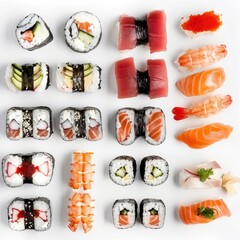 Sushi Delicacies Are Artfully Arranged, Illustrations Images