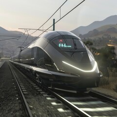 Fototapeta premium The highspeed rail zipped through the countryside