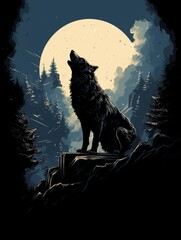 Silhouette of a Werewolf's Moonlit Cry