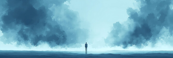 background of a person surrounded by fog