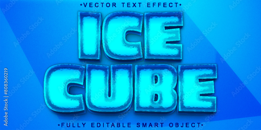 Poster blue ice cube vector fully editable smart object text effect