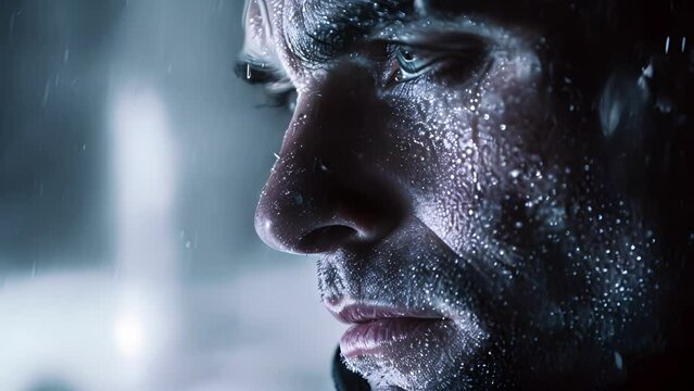A profile shot of an officers determined face jaw clenched and eyes fixed ahead as they navigate through a dangerous and highpressure scenario. .