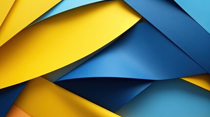 Abstract Art with Blue and Yellow Colored Paper, Creative Background Concept