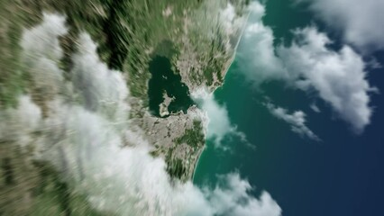 Zooming on Rio de Janeiro, Brazil. Earth zoom in from outer space to city. The animation continues by zoom out through clouds and atmosphere into space. View of the Earth at night. Images from NASA. 4 - Powered by Adobe