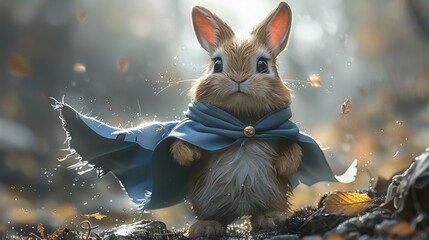 Little rabbit character doodle for Super Hero Little Rabbit's Great Adventure - obrazy, fototapety, plakaty