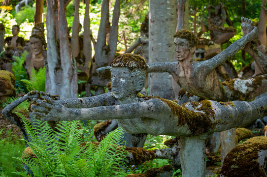 Parikkala, Finland. Sculptures by artist Veijo Ronkkonen. The park Patsaspuisto has more than 500 statues created by one person over 50 years. An unusual, interesting and creepy place.