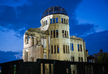 hiroshima atomic bomb dome at evening