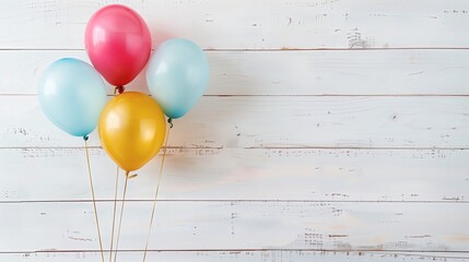 Na zdjęciu przedstawione jest wiele kolorowych balonów, które są przypięte do drewnianego patyka. Balony są przeznaczone dla dzieci, a wszystko odbywa się na białym tle