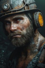 Miner in a helmet at the mine Generative AI