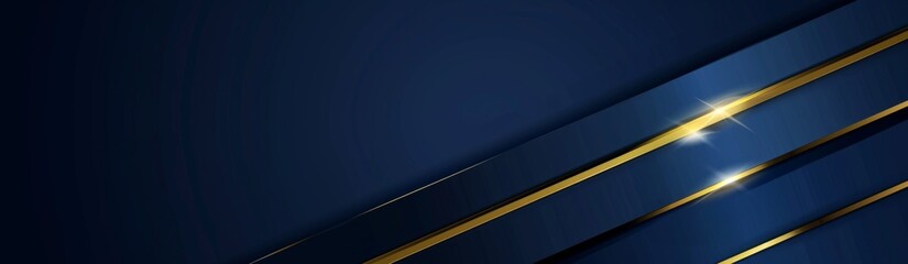 Blue background with golden decoration, minimalistic banner design with copy space Generative AI