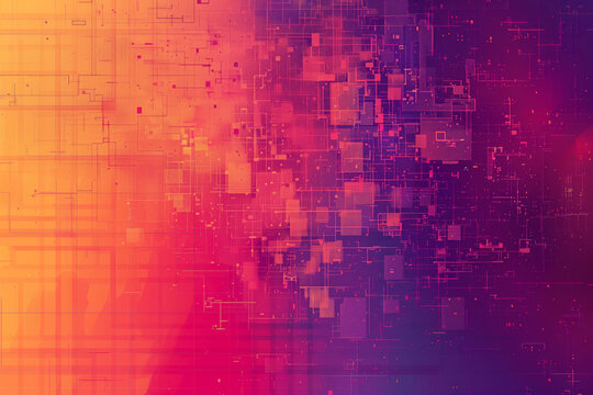 Abstract Digital Pixelated Background in Warm Tones