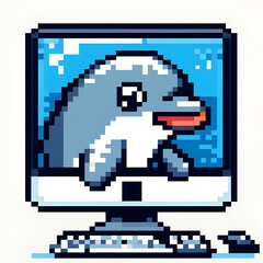 Fototapeta premium pixel illustration of a dolphin 