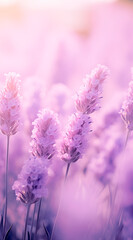 Obraz premium Lavender flower background closeup with soft focus and sunlight, blurred background