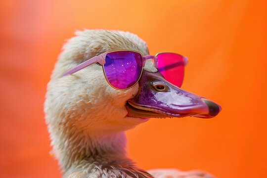 Jocular Swan Flaunting Sunglasses