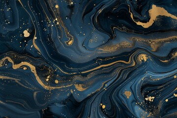Blue Marble and gold abstract background vector. Marbling