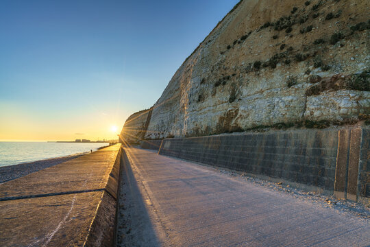 Brighton undercliff walk at sunset. Sussex. England
