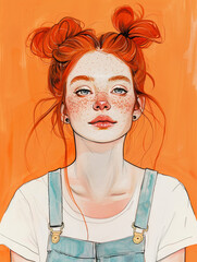 portrait of a young girl with red hair and freckles