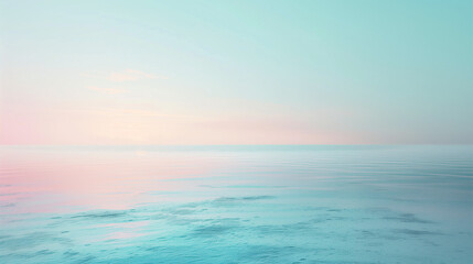 Obraz premium Serene pastel seascape at sunrise with calm water and soft pink and blue hues
