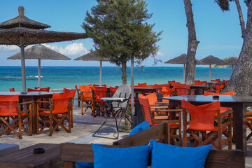 bar and restaurant terrace with seaview in Argassi  