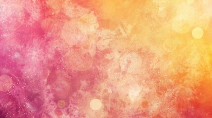 A colorful background with a pink and yellow hue. The background is filled with circles and dots, giving it a playful and whimsical feel