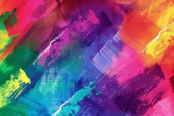 Liquid oil acrylic watercolor paint colorful brush strokes art Deco pattern background illustration. Beautiful textured grunge backdrop. Trendy artistic design. Grungy bright rainbow colors texture.