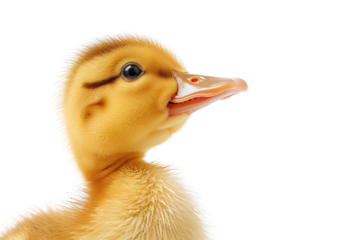 Cute duckling with bright eyes and a yellow beak.