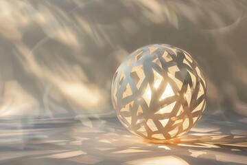 tranquil geometric orb illuminated by dappled sunlight minimalist 3d render