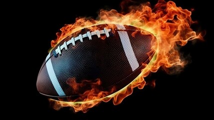 Intense American Football on Fire: Dramatic Game Symbol on a Dark Background