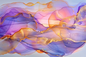 Natural luxury abstract fluid art painting in alcohol ink technique. Tender and dreamy