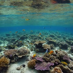 Fototapeta premium crystal clear ocean with colorful fish