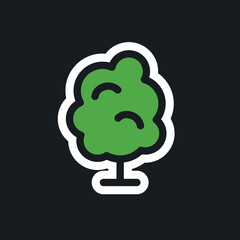 Tree icon isolated on black background.Illustration of a tree in milimalistic style