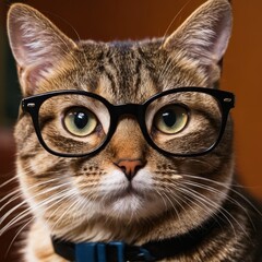 a cat with glasses
