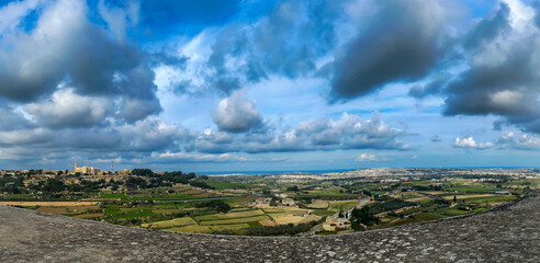 Panoramic view of the city of Victoria city, at Gozo, Malta