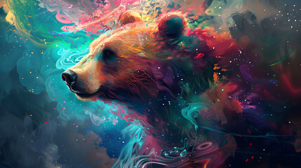 Fototapeta premium A bear made of colorful paint splashes