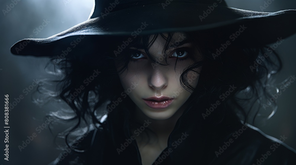 Canvas Prints mysterious woman in black hat