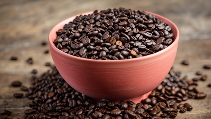 Fototapeta premium Cup full of coffee beans