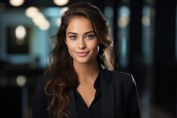 Obraz premium Confident young woman in black suit