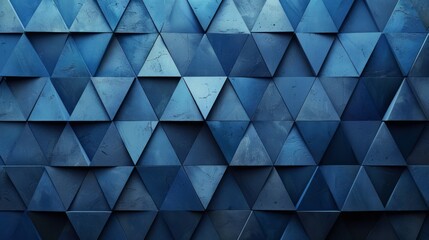 Obraz premium Abstract geometric pattern of blue triangular tiles with a textured surface